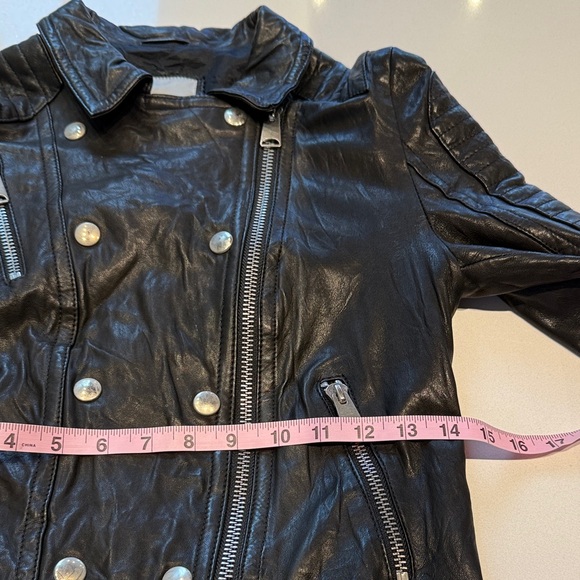 Anine Bing Moto Lambskin Leather Biker Jacket, Black, Size S - Picture 15 of 16